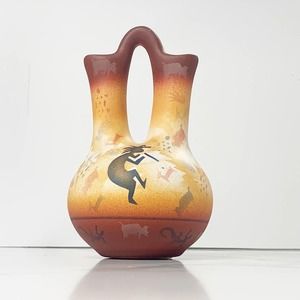 Vintage RWA 1999 Double Spout Forest Wedding Pitcher Native American Pottery